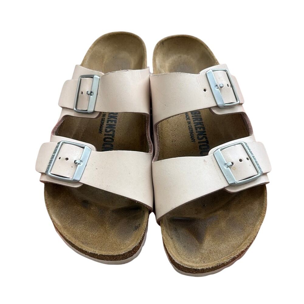 Birkenstock Arizona Light Pink Suede Cork Sandal Double Strap Slide Women Sz 10
